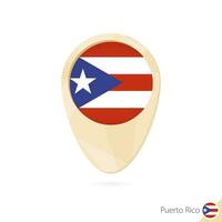 Map pointer with flag of Puerto Rico. Orange abstract map icon. vector