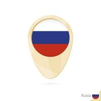 Map pointer with flag of Russia. Orange abstract map icon. vector