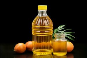 Isolated on white, a bottle of palm oil in its unadulterated simplicity AI Generated photo