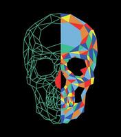 Colorful vector illustration of skull formed by geometric shapes and structural lines.