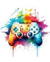 Painting a Watercolor video game controller device Illustration White Background photo