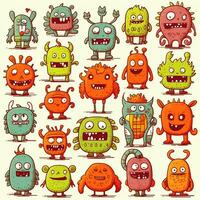 cute monster collection in doodle style photo