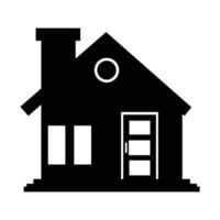 house front view isolated icon vector illustration graphic design in black and white black shadow front view of a simple flat design house