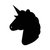 Unicorn head silhouette isolated on white background. Vector illustration. Unicorn silhouette simple flat design