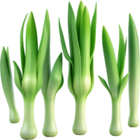 Green leek 3D illustration. AI Generative png