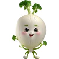 White turnip 3D illustration. AI Generative png