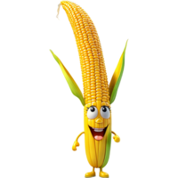 Yellow corn 3D illustration. AI Generative png