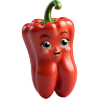 Red bell pepper 3D illustration. AI Generative png