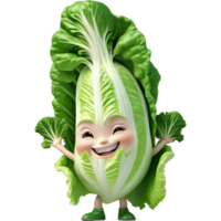 Green romaine lettuce 3D illustration. AI Generative png