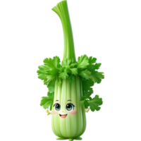 Green celery 3D illustration. AI Generative png