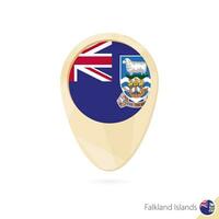 Map pointer with flag of Falkland Islands. Orange abstract map icon. vector