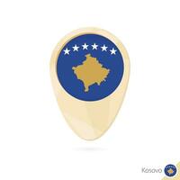 Map pointer with flag of Kosovo. Orange abstract map icon. vector