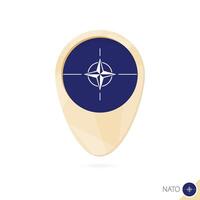 Map pointer with flag of Nato. Orange abstract map icon. vector