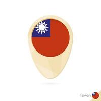 Map pointer with flag of Taiwan. Orange abstract map icon. vector