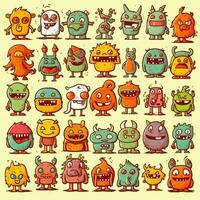 cute monster collection in doodle style photo