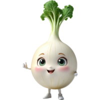 White turnip 3D illustration. AI Generative png