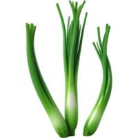 Green green onion 3D illustration. AI Generative png