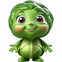 Green Brussels sprout 3D illustration. AI Generative png