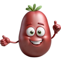 rouge écorché Patate 3d illustration. ai génératif png