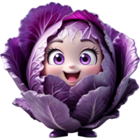 Purple cabbage 3D illustration. AI Generative png