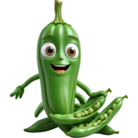 Green bean 3D illustration. AI Generative png