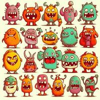 cute monster collection in doodle style photo