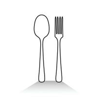 Spoon and fork Icon. Line drawing with editable stroke vector