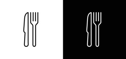 knife and fork icon. Line drawing with editable stroke vector