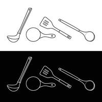 Different kitchenware. linear icon. Line with editable stroke vector