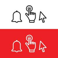 campana, mano, y cursor lineal icono. línea con editable carrera vector