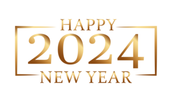 glücklich Neu Jahr 2024 golden Text png