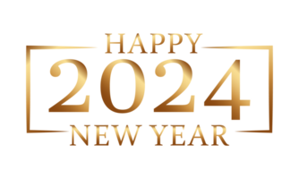 feliz Novo ano 2024 dourado texto png