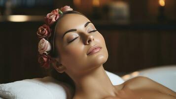 Beautiful girl in spa salon photo