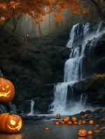 Halloween in waterfall photo