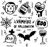 hand drawn vampire of halloween line design vector