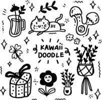 hand drawn kawaii doodle line design vector