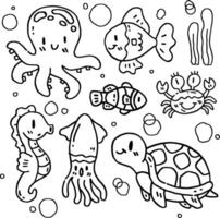 set of animal sea for templates vector