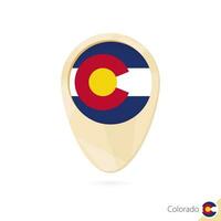 Map pointer with flag of Colorado. Orange abstract map icon. vector