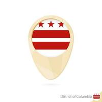 Map pointer with flag District of Columbia. Orange abstract map icon. vector