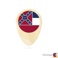 Map pointer with flag of Mississippi. Orange abstract map icon. vector