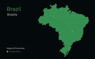 Brazil, Brasilia. Creative vector map. Maps of Countries. South America. Hexagon Series.