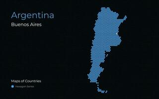 Argentina, Buenos Aires. Maps of Countries. Hexagon Series. Creative vector maps. South America. Modern map