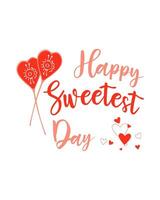 Happy Sweet Day with doodle candies and hearts, isolated, white background. vector