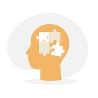 Mental health day vector illustration with head and puzzle