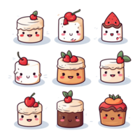 sonriente kawaii postre un deliciosamente linda y vistoso dibujos animados tratar png