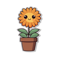 Flower Sticker with Leaf A Cute and Colorful Sticker for Kids and Adults png