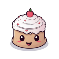 desenho animado bolo com uma cereja em topo doce e brincalhão deleite png
