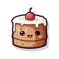 tecknad serie kaka med en körsbär på topp ljuv och lekfull glädje png