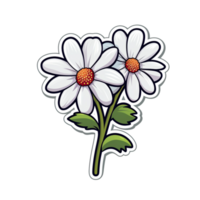 bloem sticker met blad een schattig en kleurrijk sticker voor kinderen en volwassenen png