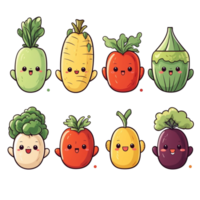 mignonne dessin animé des légumes sain et adorable personnages de le jardin png